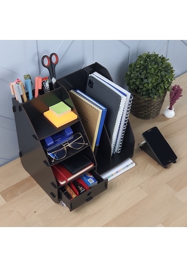 Focus Modest Çekmeceli A4 Evrak Rafı Masaüstü Organizer Siyah