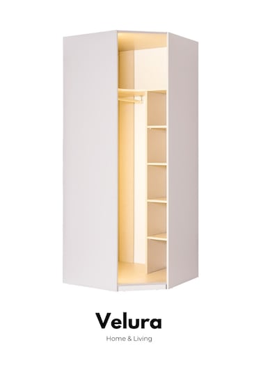 Tress 9 Cam Kapaklı Köşe Gardırop Dolap Krem