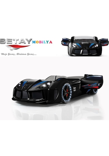 Setaymobilya Arabalı Yatak , Audi V7 Full Led, Kapıları Açılan , Siyah , Setay