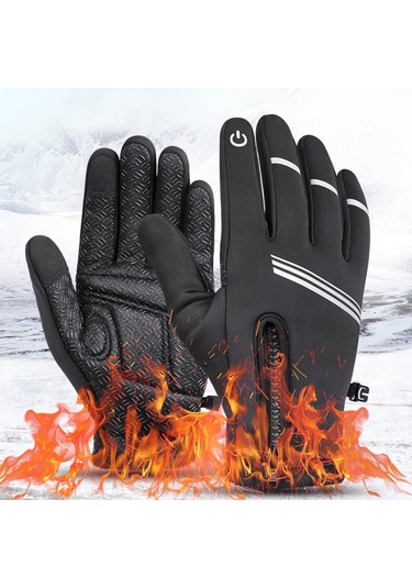 Yaleker Kış Bisiklet Eldiveni - Rüzgar Geçirmez, Şok Emici, Isınır, Dokunmatik Ekran Uyumlu, Tam Parmaklı - Gri, Palmiye Granüllü - Xxl