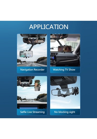 Springsun Siyah Oto Geri Görüş Aynası Telefon Tutucusu - 360 Dönebilen Abs Malzeme, 60-90mm Telefon Genişliği