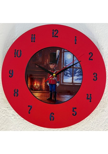 Kişiye Özel İsimli Çocuk Odası Duvar Saati Epoksi Dolgulu 35 Cm Masallar Serisi Kırmızı - Mavi
