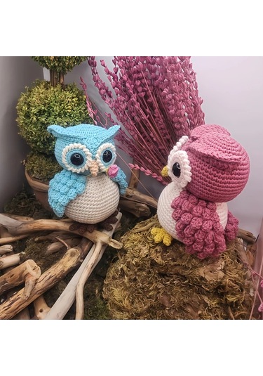 Oldfriend Döner Başlı Beyaz Kahverengi Mavi Pembe Baykuş Tığ İşi Kiti Yapım Seti