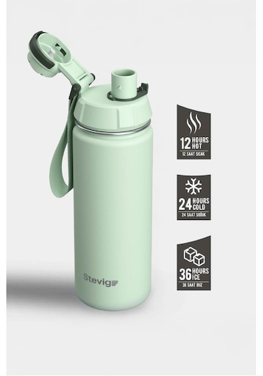 Stevig 1 Hand Leak-proof Sızdırmaz Çelik Termos 500 Ml Smoke Green St-221