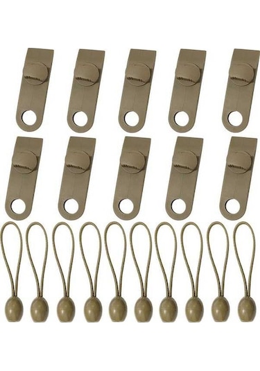 Pazly 10 Adet Heavy Duty Tarp Klipsi, Çadır Kelepçe, Bungee Kordon, Kamp & Araç Kapatma, Kahverengi Kahverengi