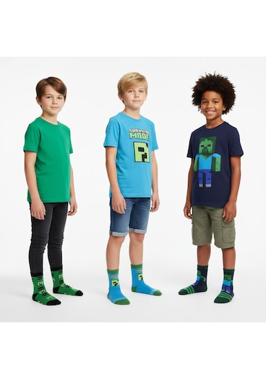 Seabubbles Minecraft Çocuk Çorap 3lü Set Set 2