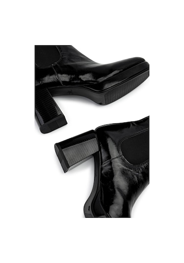 Tamer Tanca Kadın Hakiki Deri Siyah Rugan Topuklu Bot 1078 2506-07 Bn Bot Sk24-25 Sıyah Rgn SiyahRugan