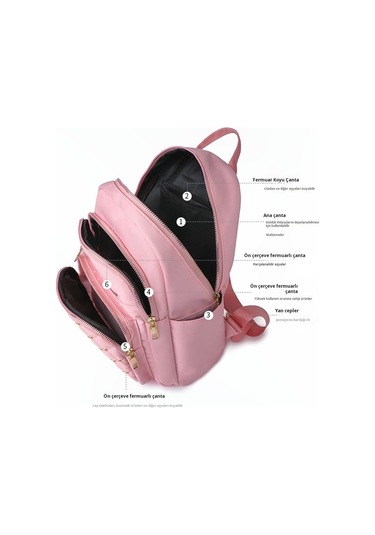 Lixiaqu01 Pink Seyahat Sırt Çantası, Çift Omuz Çantası, Şık AÇIK PEMBE Açik Pembe