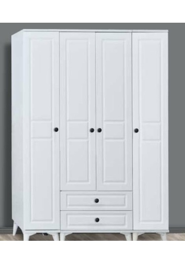Harika 4 Kapılı Beyaz Kuleli Aynasız Dolap
