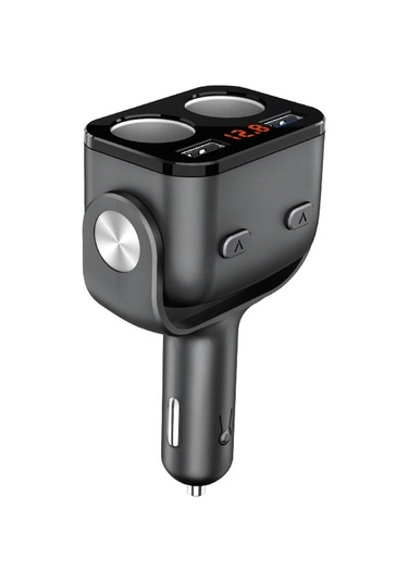 12v Araç Şarj Çakmak Soket Splitter Hızlı Şarj Çift Usb Gerilim Göstergesi Evrensel Araç Adaptörü-siyah