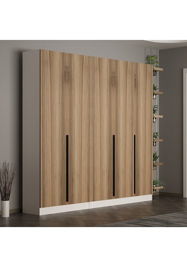 Minar Kale 210 Cm 5 Kapaklı 3b Raf Portmanto Beyaz Dore Plus