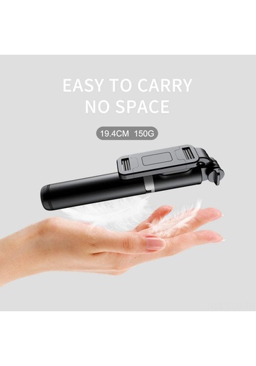 Springsun Kompakt 3'lü Bluetooth Selfie Çubuğu, Tripod Ve Kablosuz Kumanda İle, 101 Cm Uzunluk, 245 Döner Kafa, Siyah