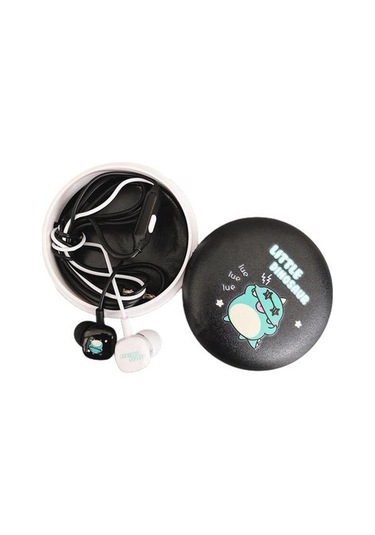 Evrensel Sevimli Karikatür Kulakiçi Bas Saklama Kutusu İle Kulak İçi Kablolu Mikrofon Kulaklık