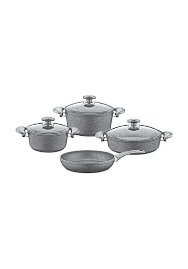 Oms 3005 Granit 7 Parça Tencere Seti Gri