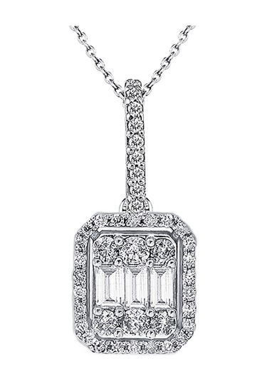 Modern Tasarım 0.60 Ct Baget Kare Tektaş Kolye 18 K