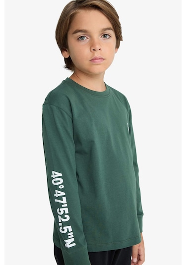 Defacto Erkek Çocuk Pijama Takımı Baskılı Uzun Kollu Üst Uzun Alt F3346a825wngn438 Yeşil
