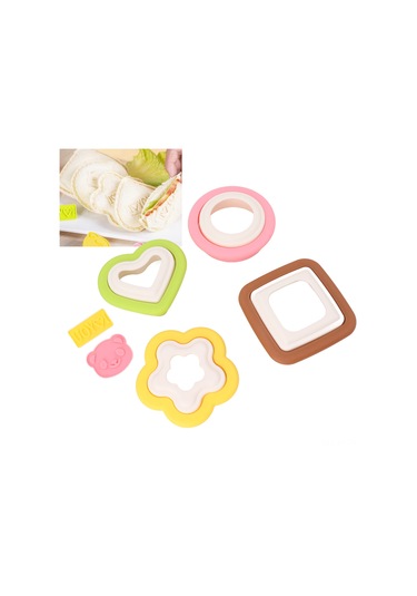 Shineyee Çocuklar İçin 10'lu Farklı Şekiller Çiçek, Kalp, Daire Sandviç Kese Seti - Evde Kolayca Lezzetli Kahvaltı Ve Bento Yapımı Araçları Diğer