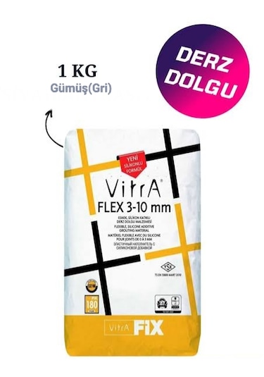 Vitraflex Gümüş 1 Kg Esnek Silikon Katkılı Derz Dolgu Malzemesi