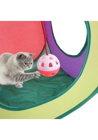 Kediler Çan Oyuncak Tüneli Kare Kediler Gökkuşağı Tüneli Katlanabilir Kedi Tüneli Kediler Oyuncak
