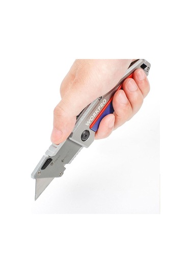Workpro Wp211012 Ağır Hizmet Alüminyum Gövde Katlanır Rötuş Maket Bıçağı + 10 Adet Yedek Bıçak Fr Wp211012
