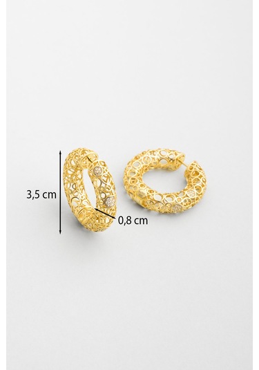 Antik Roma 18 Ayar Sarı Altın Kaplama Gümüş Halka Küpe Sarı