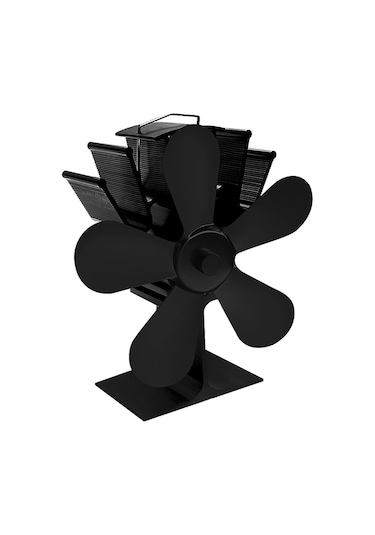 Gajeena Alüminyum 5-bıçaklı Isı Güçlü Odun Sobası Fanı, Odun Yakıcı Kömürlü Heater Için Isı Dayanıklı Değiştirme Bileşeni Siyah Diğer