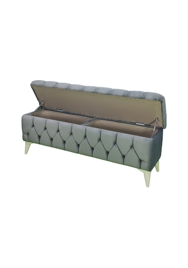 Vavonni Sandıklı Puf Bench Puf 140 CM Krem A+ Kalite
