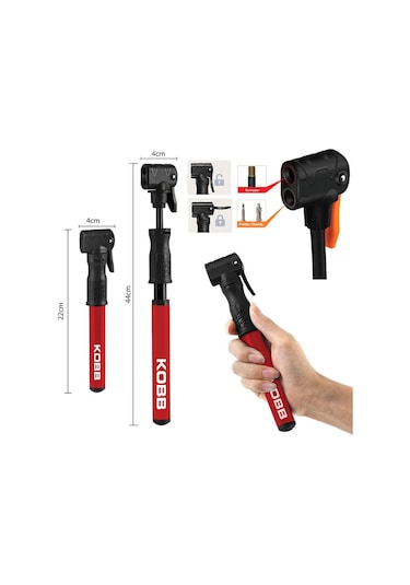 Kobb Kb2203 87 Psı Bisiklet Lastik Şişirme Taşınabilir Mini El Pompası + Bisiklet Montaj Aparatı