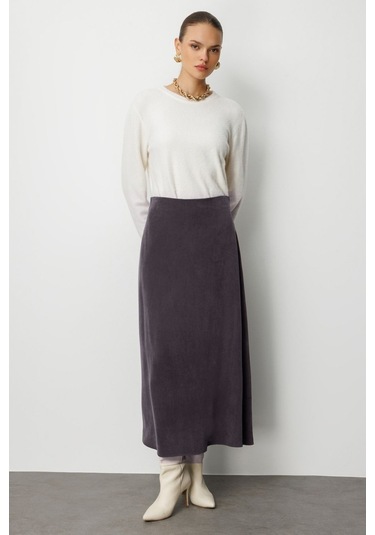 Mizalle A Kesim Cupro Siyah Maksi Etek Siyah