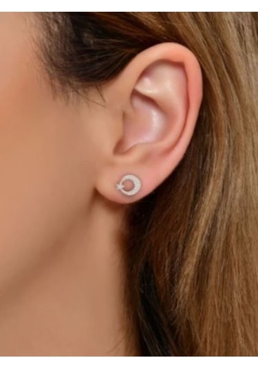 Eyelashes Silver 925 Ayar Gümüş Vidalı Ayyıldız Küpe Gümüş