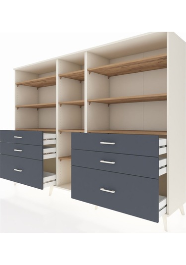 Hyperion Dolap 10 Raflı 6 Çekmeceli 220x44x163 Aytaşı-çam/antras Aytaşı-çam/antrasit