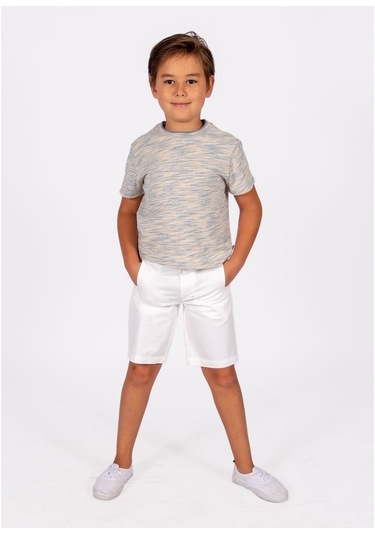 Erkek Çocuk Çizgili Organik Yazlık T-Shirt Mavi