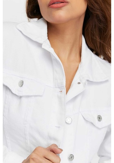 Shevega Kadın Beyaz Boyfriend Uzun Keten Ceket Beyaz