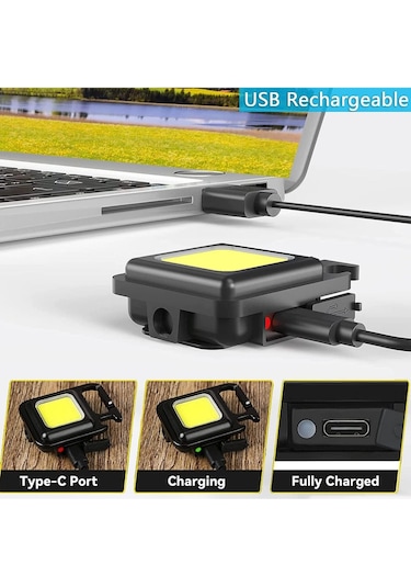 Senalstore Ledli Mini Taşınabilir Usb Şarj Edilebilir 3 Fonksiyonlu Mıknatıslı Parlak Led Işık
