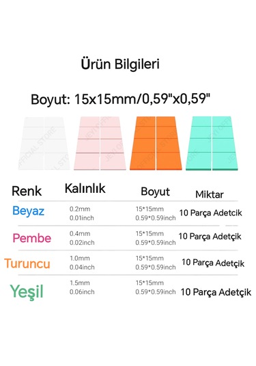 Global 40 Parça 4 Farklı Boyut Silikon Termal Ped Soğutucu