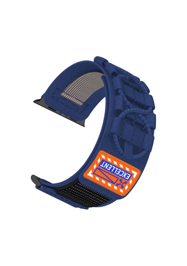 iOs Watch Uyumlu  44mm Zore Krd-112 Orbital Örgülü Halat Tasarımlı Naylon Kumaş Hasır Kordon-mavi