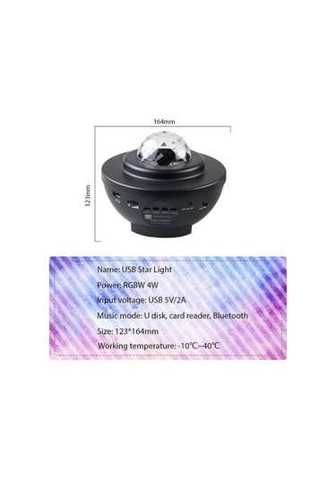 Siyah Yıldızlı Gökyüzü Projektör Müzik Yıldızlı Su Dalgası Led Lamba Yatak Odası Için Bluetooth Ses Aktif Yıldız Gece Lambası Siyah