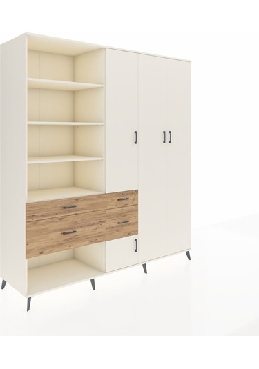 Kronos Dolap 14 Raflı 4 Çekmeceli 4 Kapaklı 220x59x243 Aytaşı-aytaşı/çam Aytası/atlas Çam