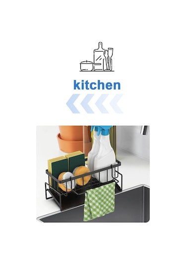 Suntel Tezgah Üstü Sıvı Sabunluk Ve Süngerlik Organizer Siyah