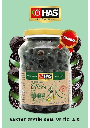 Has Premium Yağlı Siyah Sele Zeytin 1300 G