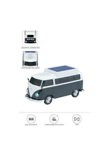 Bluetooth Hoparlör Retro Araba Vosvos Tasarımlı Solar Şarjlı Speaker D70