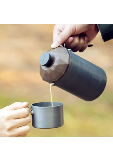 Alocs Paslanmaz Çelik French Press 600 Ml Gri
