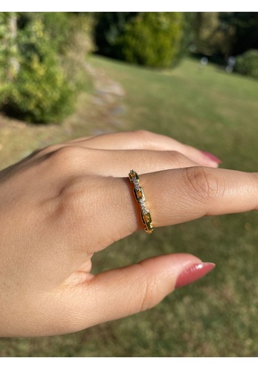 Altın Kaplama Tek Sıra Zincir Kadın Zarif Yüzük Sevgiliye Hediye Altın