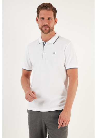 Buratti % 100 Pamuk Düğmeli Regular Fit Erkek Polo Yaka T Shirt 5902118 Beyaz
