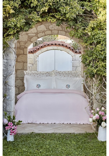 Karaca Home Fayette Çift Kişilik Nakışlı Nish Set Pudra 200.22.14.0434