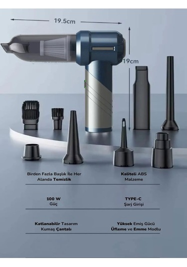 16000pa Güçlü Vakumlu Şarjlı El Süpürgesi 9 Başlıklı Kablosuz Ara