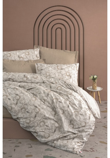 Cotton Box Minimal Tek Kişilik Lastikli Çarşaflı Nevresim Takımı Moil Bej