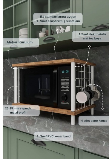 Çok Amaçlı Mikrodalga Dolabı Atlantik Çam Tezgah Üstü Düzenleyici, Raflı Fırın Standı Atlantik Çam