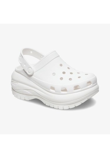 Crocs Classic Mega Crush Kadın Beyaz Terlik Düz 207988 BEYAZ Beyaz