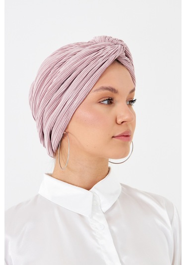 Gül Kurusu Çapraz Büzgülü Tesettür Bone Fukuro Piliseli 2512 18 Gül Kurusu